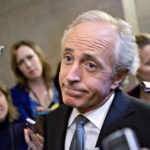 FILE -- In this photo from Friday, Oct. 11, 2013, Sen. Bob Corker, R-Tenn., speaks to reporters on Capitol Hill in Washington about the government stalemate. Corker, chairman of the Senate Foreign Relations Committee, removed himself Wednesday from consideration as Donald Trump’s vice-presidential running mate. (AP Photo/J. Scott Applewhite, File)