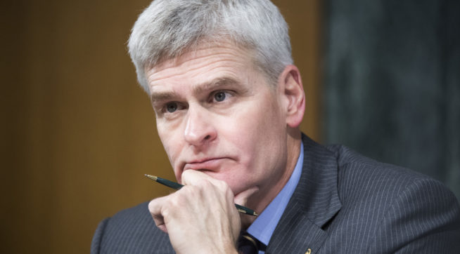 UNITED STATES- FEBRUARY 01 Sen. Bill Cassidy R-La. listens to David Shulkin nominee for Veterans Affairs secretary testify during his Senate Veterans' Affairs Committee confirmation hearing in Dirksen Building