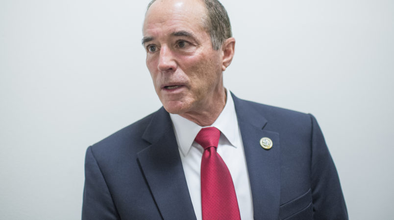 UNITED STATES - APRIL 26: Rep. Chris Collins, R-N.Y., leaves a meeting of the House Republican Conference in the Capitol on April 26, 2017. (Photo By Tom Williams/CQ Roll Call)