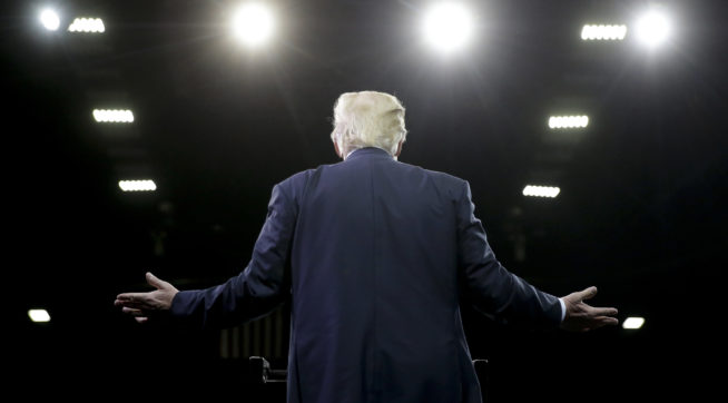 Republican presidential candidate Donald Trump speaks during a rally, Friday, May 27, 2016, in Fresno, Calif. (AP Photo/Chris Carlson)