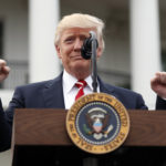 President Donald Trump reacts as he begins to speak at the Congressional Picnic on the South Lawn of the White House, Thursday, June 22, 2017, in Washington. (AP Photo/Alex Brandon)