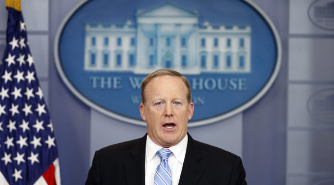 White House press secretary Sean Spicer speaks during a media briefing at the White House, Monday, June 26, 2017, in Washington. (AP Photo/Alex Brandon)