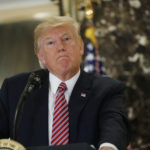 President Donald Trump speaks to the media in the lobby of Trump Tower, Tuesday, Aug. 15, 2017. (AP Photo/Pablo Martinez Monsivais)