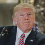 President Donald Trump pauses as he answers questions from members of the media in the lobby of Trump Tower, Tuesday, Aug. 15, 2017. (AP Photo/Pablo Martinez Monsivais)