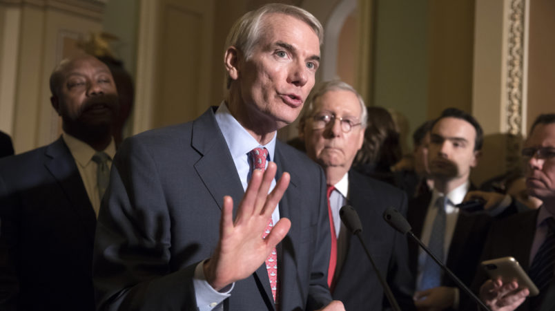 Scott R-S.C. left and Majority Leader Mitch McConnell R-Ky. to talk about work on overhauling the nation's tax code on Capitol Hill in Washington Tuesday Nov. 1