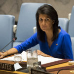 NEW YORK, NY - APRIL 5: U.S. Ambassador to the United Nations Nikki Haley chairs a meeting of the United Nations Security Council at U.N. headquarters, April 5, 2017 in New York City. The Security Council is holding emergency talks on Wednesday following the worst chemical attacks in years in Syria. (Photo by Drew Angerer/Getty Images)